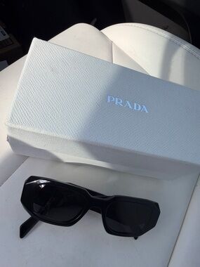 Prada Black Geometric Acetate Sunglasses